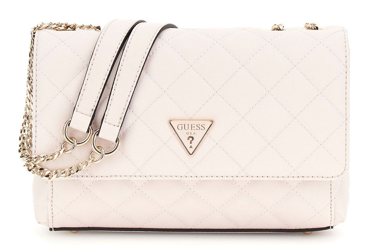 Sac Guess Eco Carly Convertible - Beige, Motif Plaid - Neuf Avec étiquettes - Polyuréthane