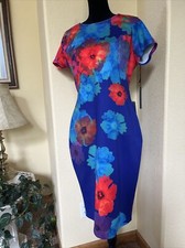Felicity & Coco Dress, Blue Floral, Women XL, Pencil Style, Nordstrom, $118, NWT