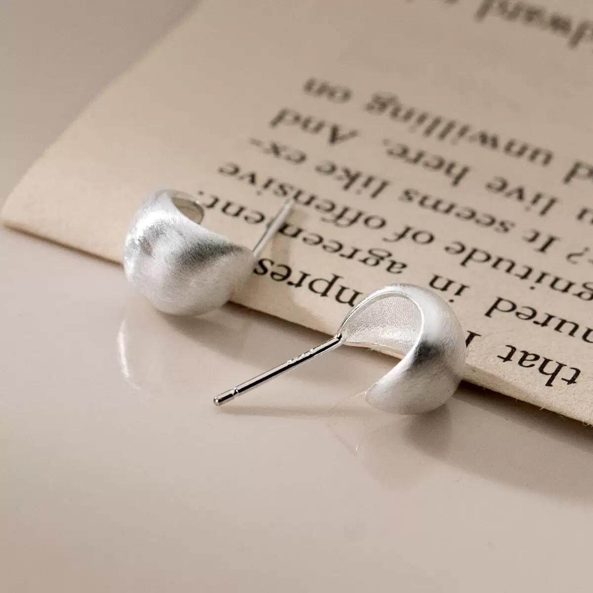 S925 Sterling Silver Matte Hoop Earrings Contemporary Style for Women