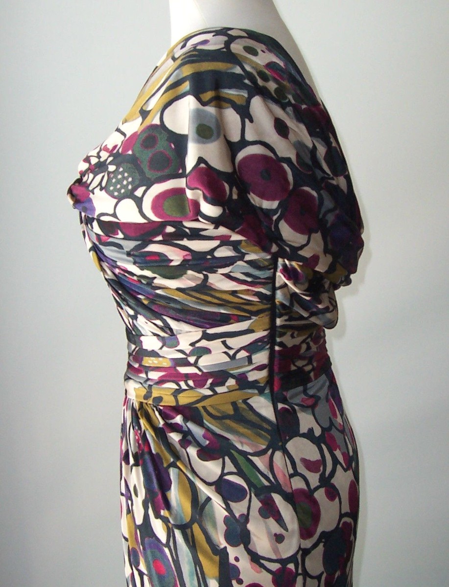 ELIE SAAB Multi Color Floral Print High Slit Dress Gown 38 2 4 | eBay