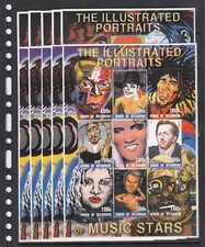 Michel Jackson Bob Marley Eminem Music Stars 2001 Myanmar 2 M/sX 5 Wholesale lot