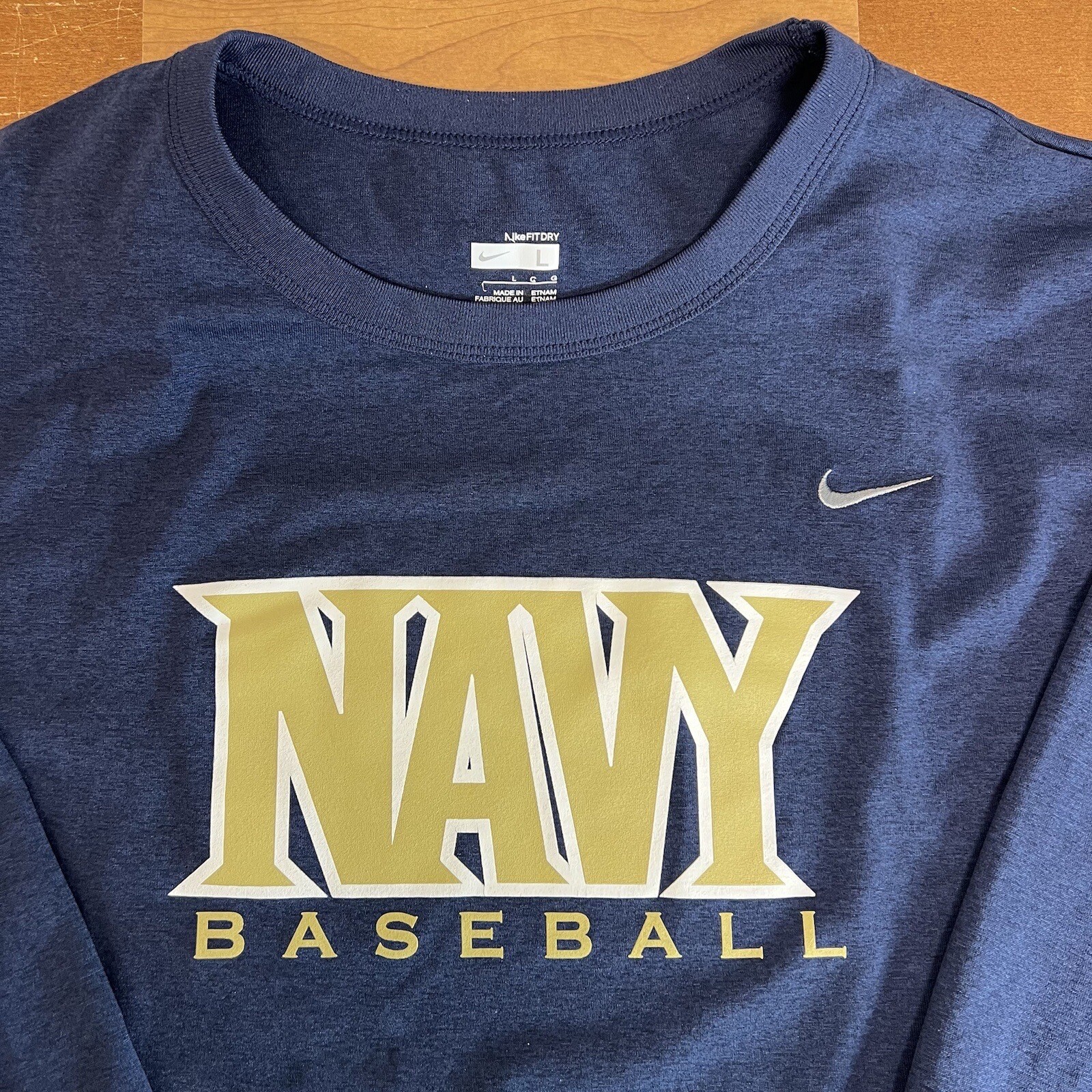 Navy Midshipmen Shirt Mens Large Blue Long Sleeve Baseball Dri Fit Nike