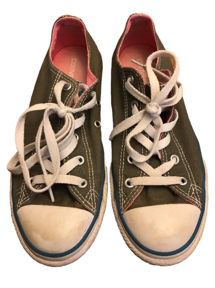 Sneakers basse Converse rosa grigio stringate tela taglia 4 giovani 65032F