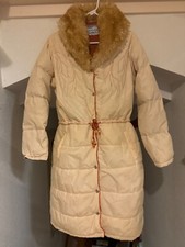 Vtg Fabulous Denver Down Western Quilt Puff Faux Fur Neck Long Jacket Coat Snap
