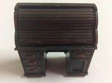 Vintage Durham Industries Die Cast Metal Miniature Antique Oak Roll Top Desk
