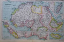 1919 Mappa Nord Africa Madagascar Madeira Abissinia Tripoli Sahara Isole Canarie
