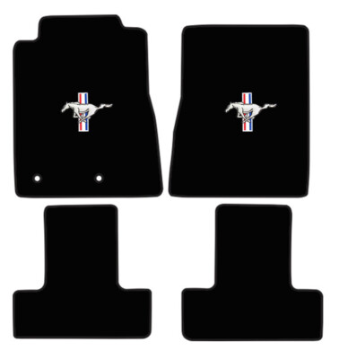 New! 2010-2014 Ford Mustang CARPET Black Floor Mats w/ Embroidered Pony Logo 4pc