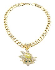 New Dragon Ball Goku Pendant 11mm/18"  20" Cuban Chain Necklace RC3315G