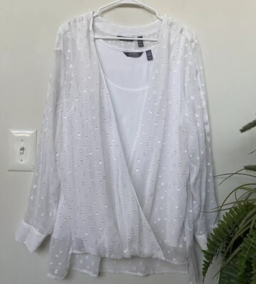 NWT Lisa Rinna Collection Women s White Twist Front 2 Pc Top & Cami Size 1X, $99
