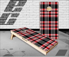 Red Plaid Cornhole Boards Bean Bag Toss Game