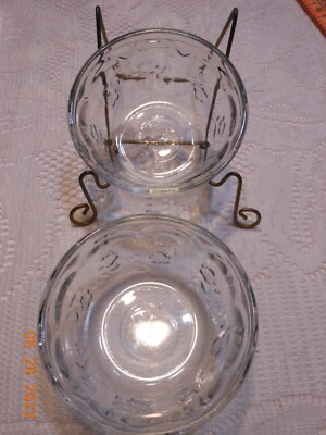 Vintage Custard Cups Set Of Heavy Clear Glass oz Oven Proof-Flower  Design