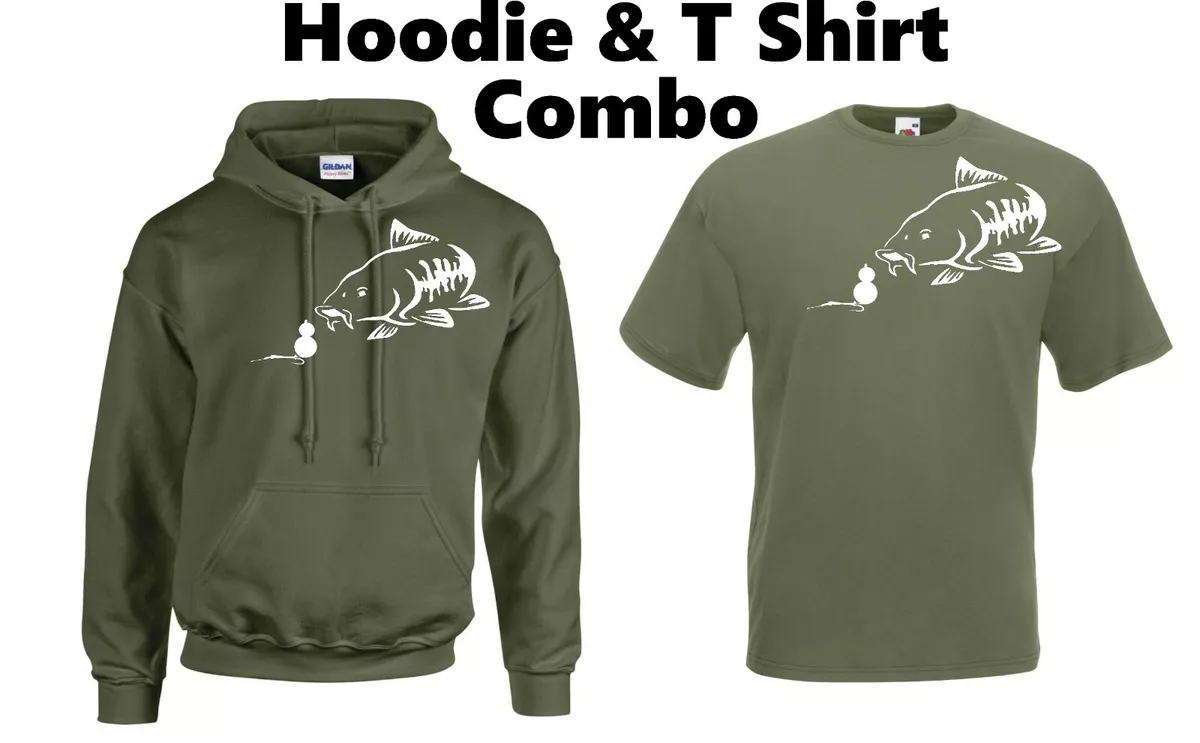 Carp Fishing Clothing - Hoodie & T Shirt Combination - Olive Green - 2XLarge