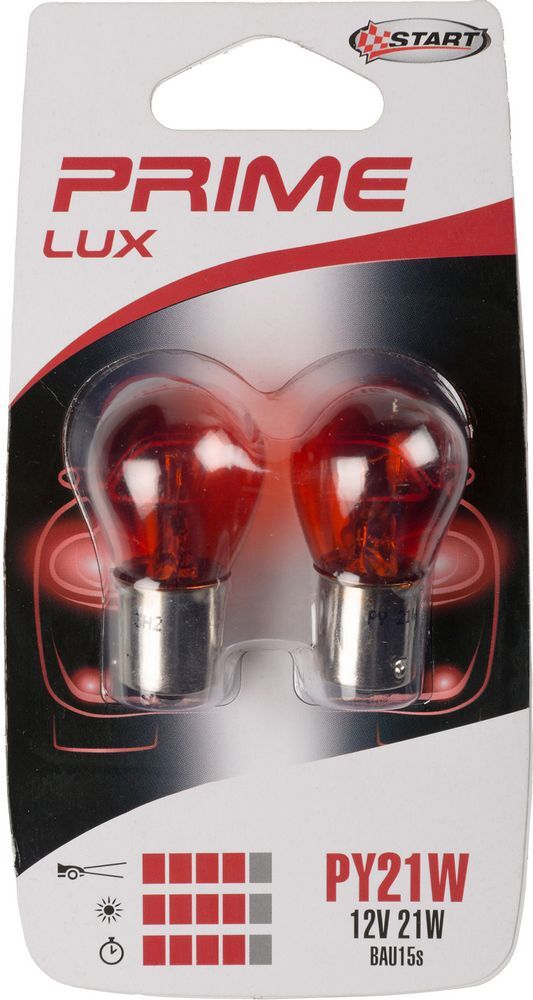 PY21W Coppia di lampadine in vetro arancio per luci auto 12V 21W BAU15s START