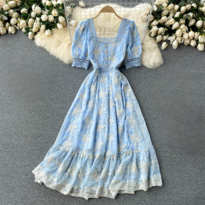 knee length dresses for ladies Lily Ladies Summer Floral Tea Dress In Mint Green