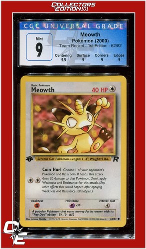 Meowth (1st Edition) graded CGC 9 for sale on eBay