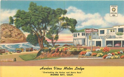 Postcard California Morro Bay Harbor View Motor Lodge Colorpicture 23-13122