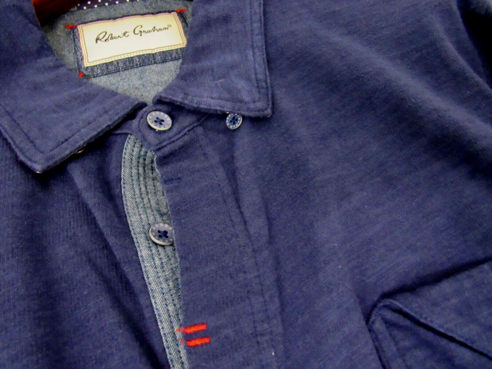 Robert Graham Blue Solid Cotton Pattern Chest Poc… - image 2