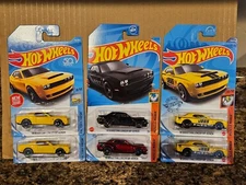 Hot Wheels Lot of 6 Dodge Challenger SRT Demon Yellow Black Red Jegs