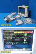 Philips MP30 Monitor W/ Module NBP, Masimo SpO2,ECG,T/IBP Leads & Printer~ 31485