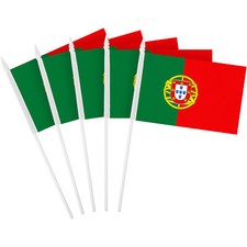 G128 12 Pack Handheld Portugal Portuguese Stick Flags 4x6 In Printed 150D Poly
