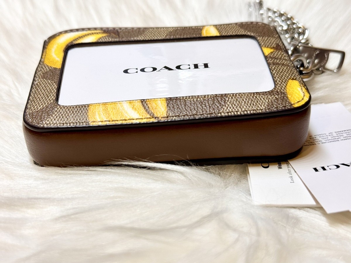 NWT Coach Zip Card Case In Signature Canvas With Banana NWT Coach Zip Card Case In Signature Canvas With Banana