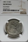 1851 O 50C NGC AU DETAILS CLEANED     Seated Liberty Half Dollar