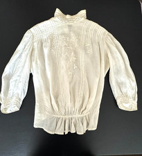 Antique Edwardian White Cotton Lawn Shirtwaist Blouse Early 1900s