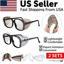 2 Pair Side Shields for Prescription Glasses Flexible TPU Slip On Safety Guard