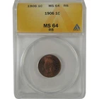 1906 Indian Head Cent MS 64 RB ANACS Penny Uncirculated SKU:I23086