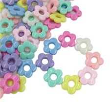Flower Beads 19mm Hollow Flower Acrylic Beads Cream Color 30PCS Loose Beads 
