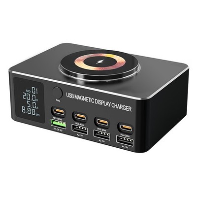 8 Port 140W Multi USB Type C PD100W Fast Charger Phone Wireless Charging Station