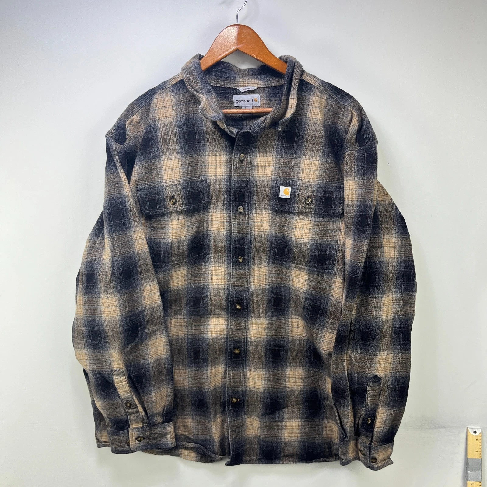 Vintage Carhartt Flannel Plaid Button Up Shirt 2XL