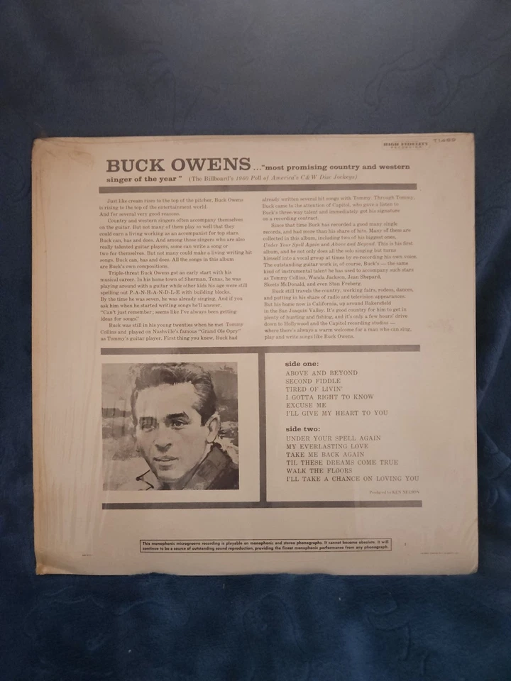 Buck Owens ~ Self Titled • BUCK OWENS ▪︎ Vinyl LP Capitol First Press Mono - Image 2 of 4