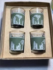 4 VTG Jeanette Wedgwood Jasperware Green Greek Hellinic . 2.5 " Shot