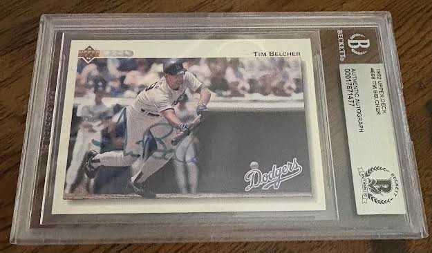 Tim Belcher 1992 Upper Deck #668 Auto Autograph Signed Dodgers Beckett BAS  RARE