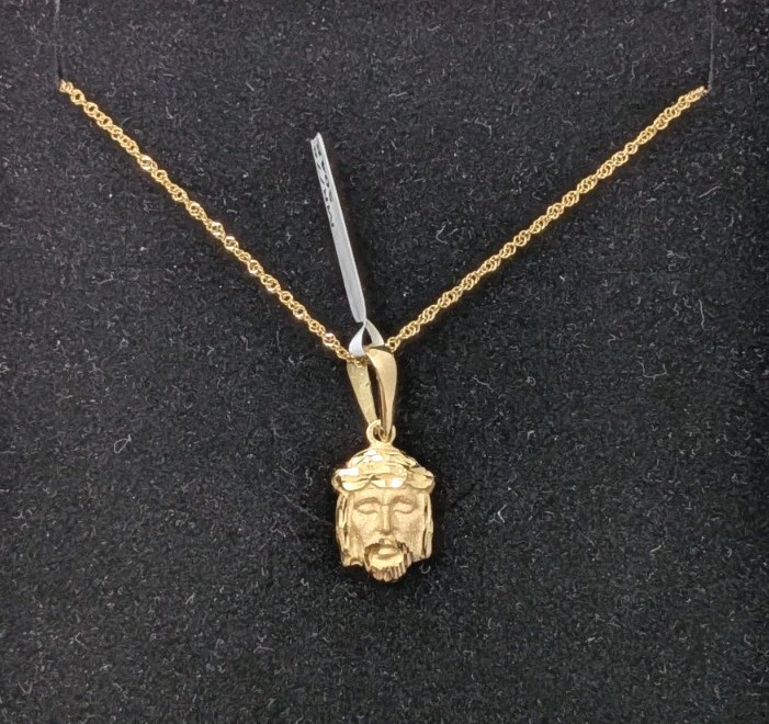 Colgante Y Cadena Oro 18k 750 mls. Cabeza De Cristo. 15,5 MM.
