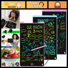 3 Pack 12" LCD Writing Tablet for Kids  Colorful Doodle Board, Eye Protection,