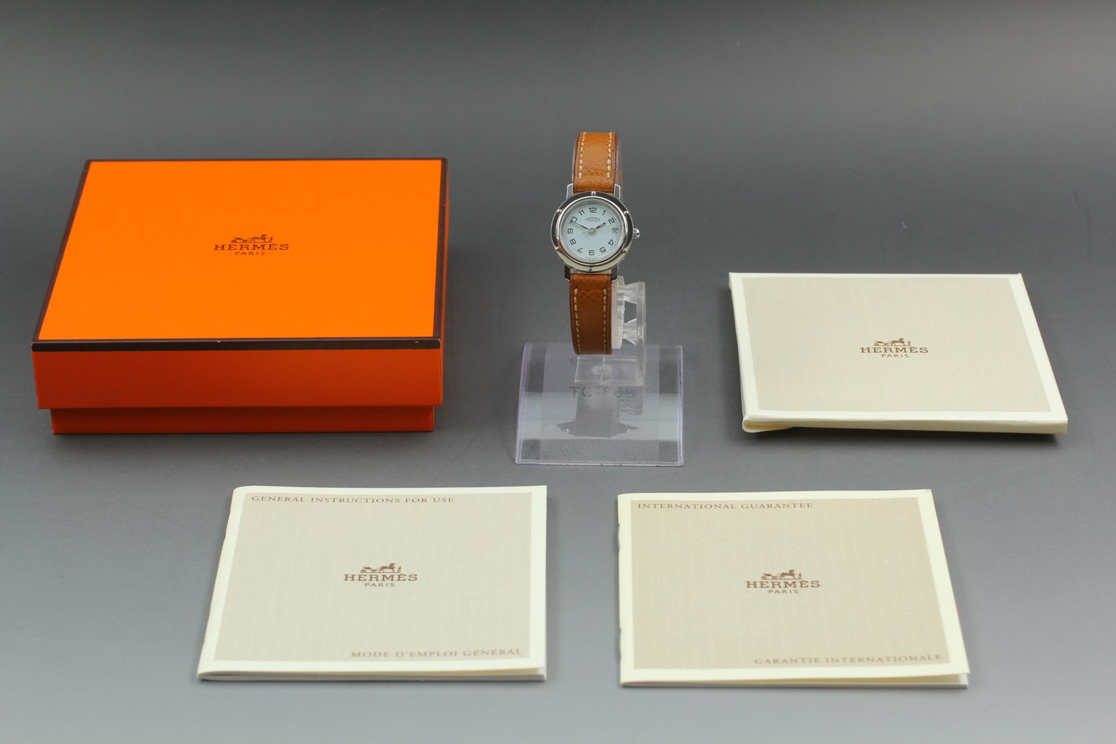 Full Set [MINT] Vintage HERMES Clipper CL4.210 Qz White Dial 24mm Women Watch
