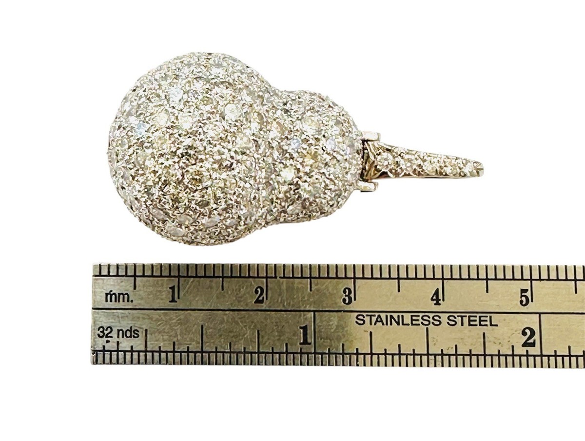 Andrew Clunn Pear Shape 8.50 Carat Platinum Pave Diamond 21.4 g Enhancer Pendant View 6