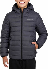 Spyder Kids Hooded Puffer Jacket - Charcoal Gray size 4 New 2027