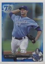 2017 Bowman Chrome Prospects Blue Refractor 70th Anniversary AJ Puckett 0f8