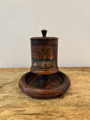 Vintage 50er Jahre Teak Holz Jamaikanisch Deckel Tabakfass Kanne