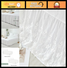 Ruffled Lace Bed Skirt Full Size, 15" Drop Dust Ruffle, Split Corners, White