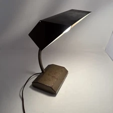 Vintage Retro Metal Goose Neck Office Desk Lamp Brown Bar Rust Areas Works