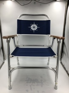 DAMAGED/USED Gen3 Marine BC-25 Navy Deck Chair w/ Compass Logo Deep Split on Arm