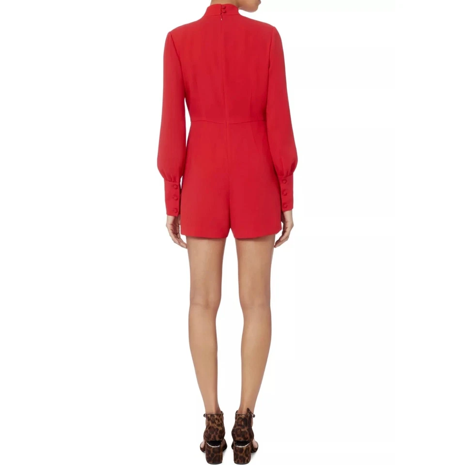 INTERMIX Mameluco Alissa Talla 2 Rojo Crepé Manga Larga Fiesta Cóctel Vacaciones Cuello Foto 4 de 4