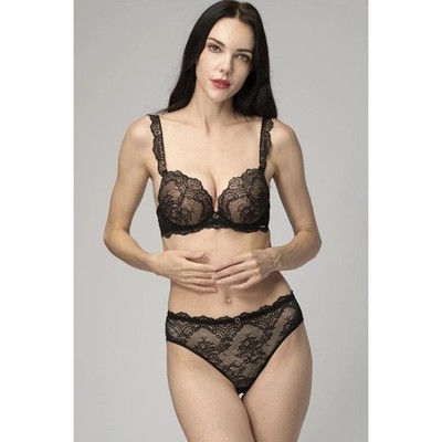 Balaloum Lingerie Set: Push-Up Bra and Black Lace Briefs
