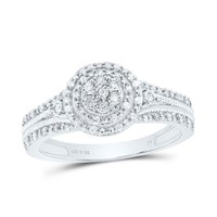 925 Sterlingsilber Echtem Diamant Geflochten Triple Rund Halo Cocktail Ring 1/5