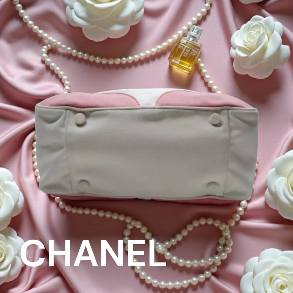 香奈儿粉色和白色帆布香奈儿和标志性联锁 CC 托特包带真品证明卡 — 第 3/4 张图片