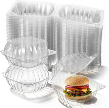 100 Pack Disposable 6x6 Inch Clear Lid Clamshell Food Containers